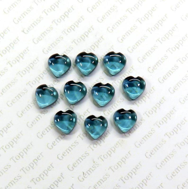London Blue Topaz 10x10 mm Heart Shape Cabochon